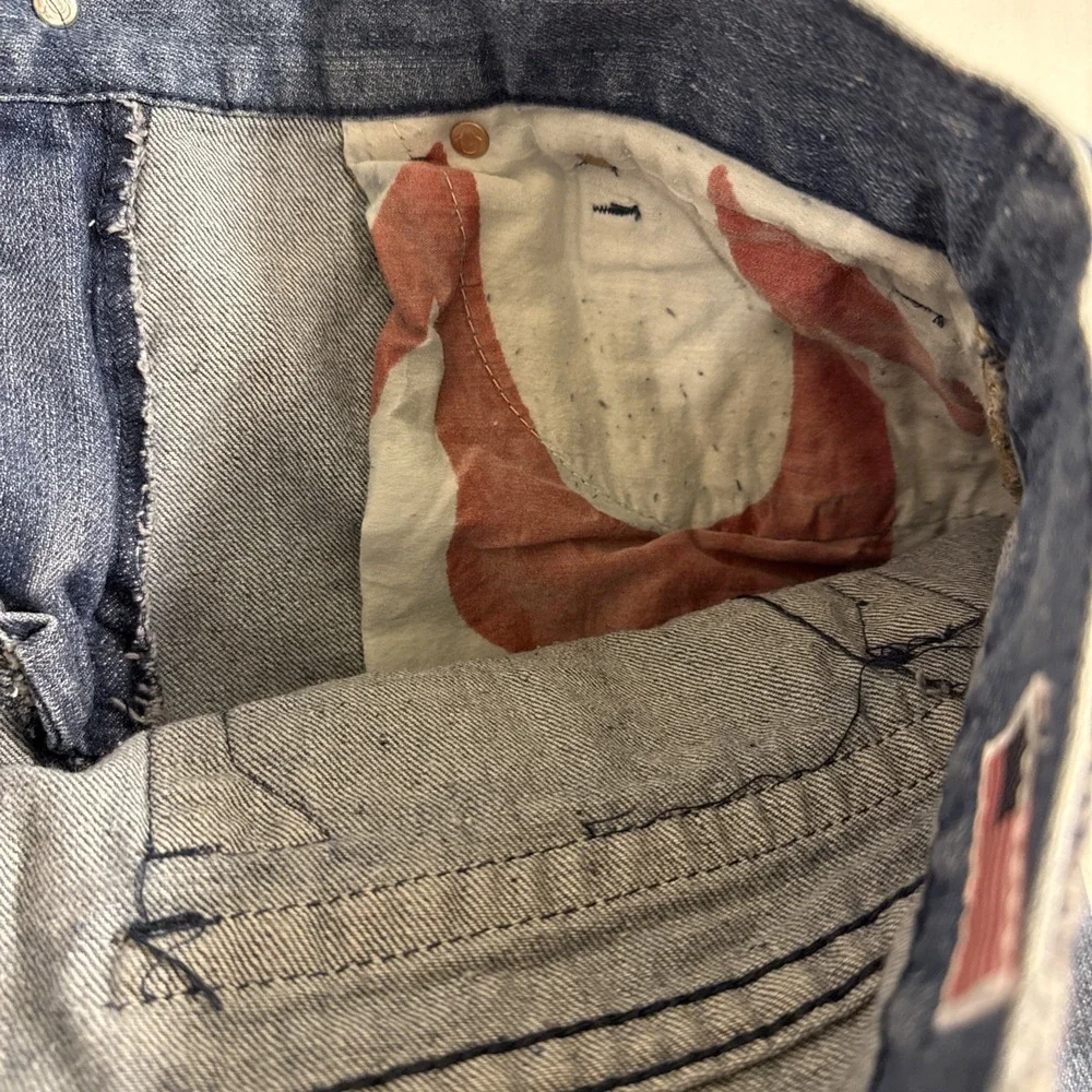 TRUE STRAIGHT RELIGION MEN 36X34 VTG  STYLE 24-870BRBTE Skull PATCH USA JEANS